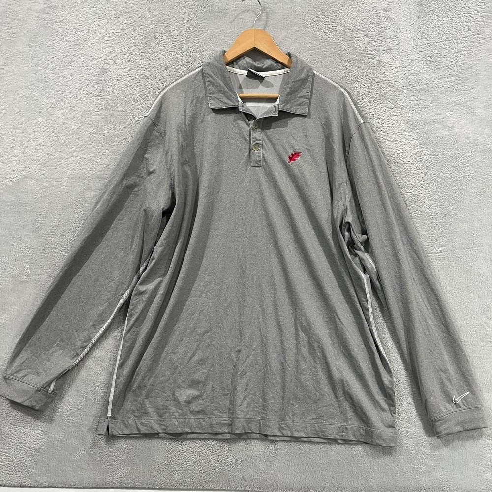 Nike Golf Dri-Fit Tour Performance Polo Shirt Mens XL Gray Long Sleeve 483294066